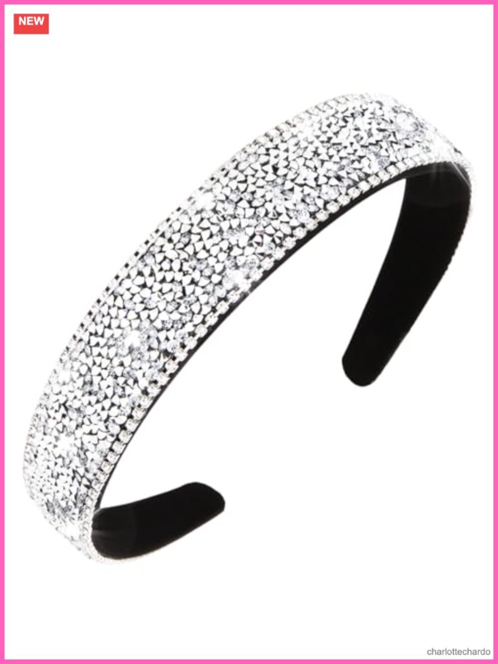 Wide Bling Rhinestone Headband Non-Slip Sparkly Hair Accessory
